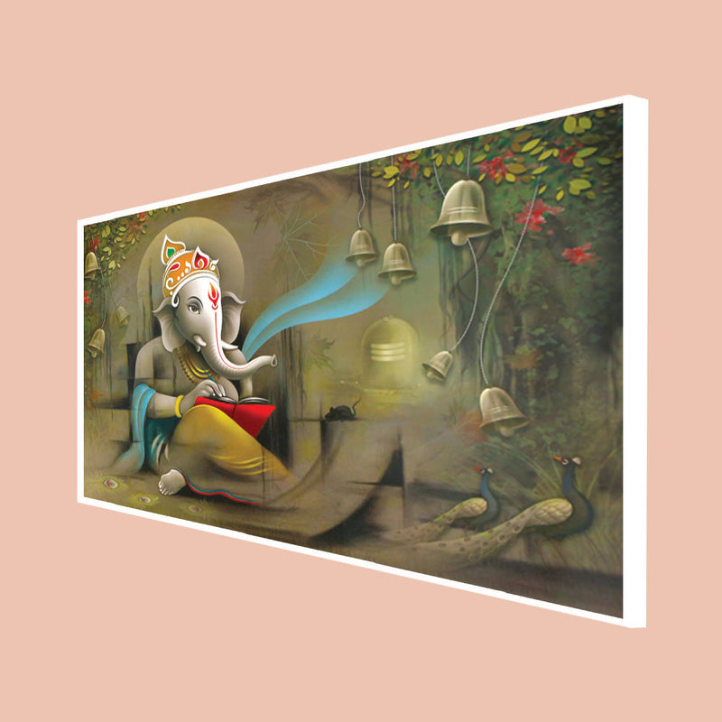 Lord Ganesha Beautiful View Canvas Floating Frame Wall Painting
