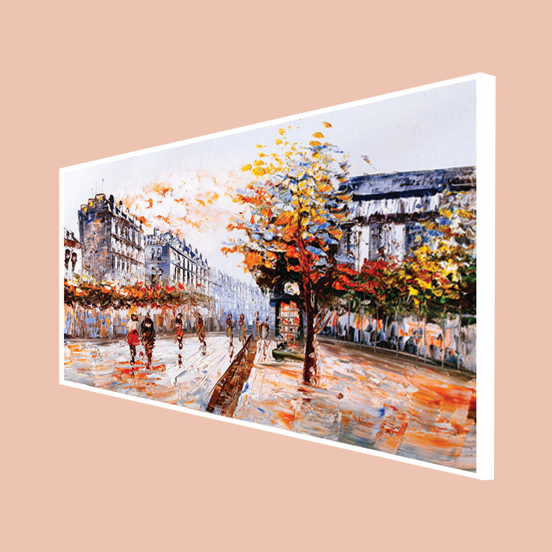 Beautiful City Road Abstract Canvas Floating Frame Painting