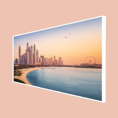 Dubai Buildings Panoramic View Floating Frame Canvas Wall Painting