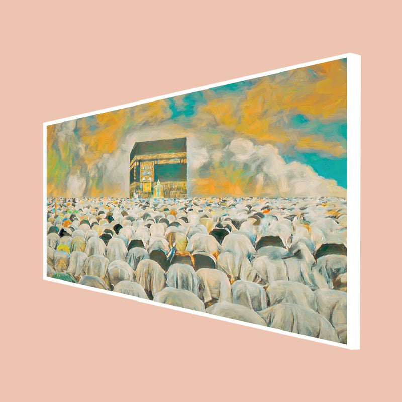 Makkah Namaj Abstract Scenery Floating Frame Canvas Wall Painting
