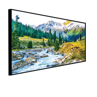 Mountain Tree & Water Scenery Floating Frame Canvas Wall Painting