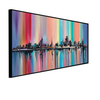 City View Abstract Canvas Floating Frame Wall Painting