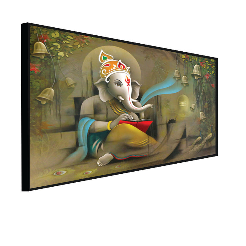 Lord Ganesha Beautiful View Canvas Floating Frame Wall Painting