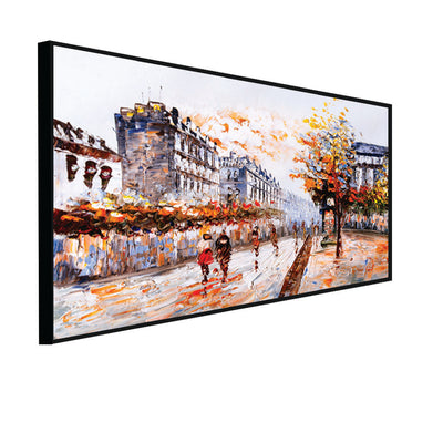 Beautiful City Road Abstract Canvas Floating Frame Painting