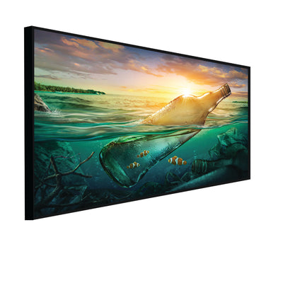 Bottle At During Sunset Canvas Floating Frame Wall Painting