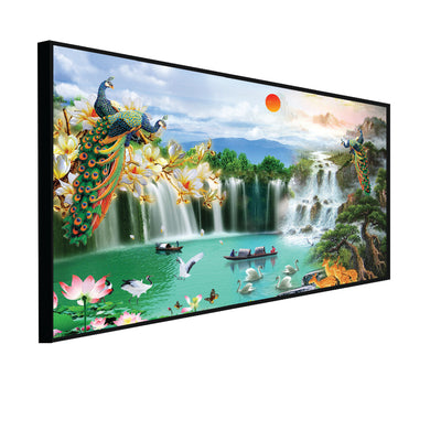 Beautiful Waterfall Scenery Canvas Floating Frame Wall Painting