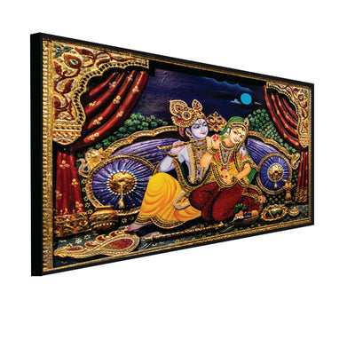 Love of Lord Radha Krishna Canvas Floating Frame Wall Painting