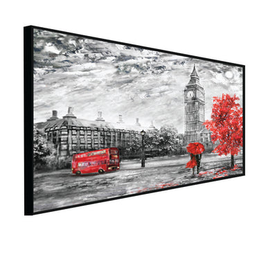 Couple In Paris Floating Frame Canvas Wall Painting