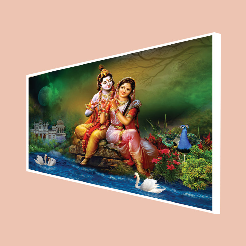 Love of Lord Radha Krishna Canvas Floating Frame  Wall Painting