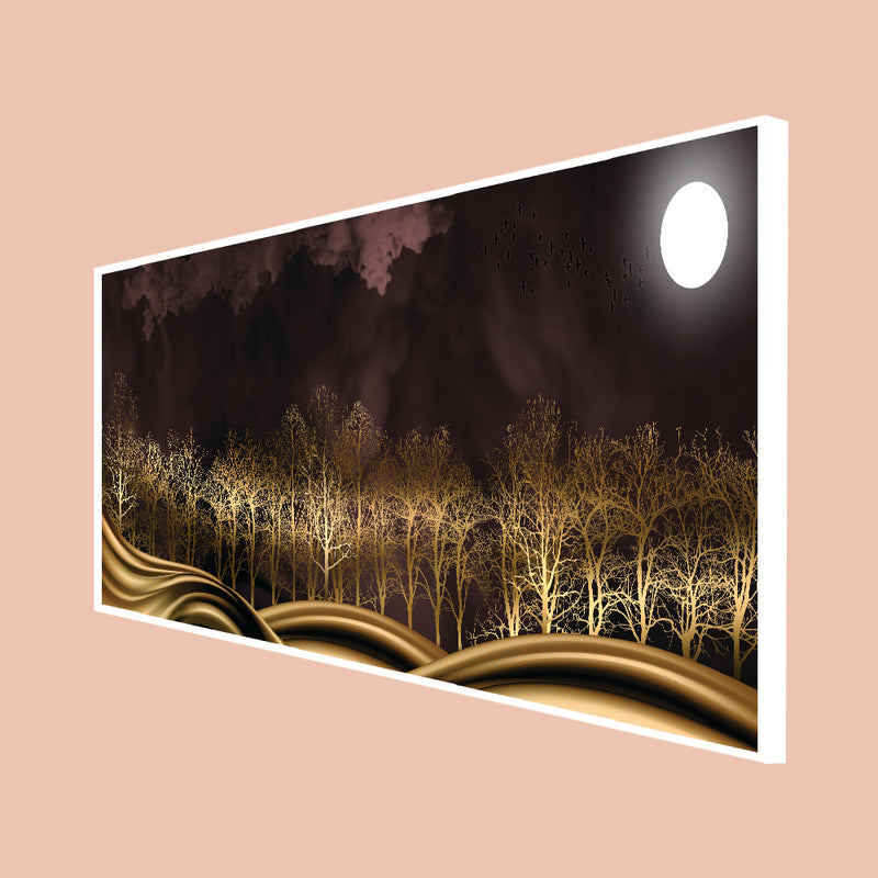 Golden Tree Canvas Floating Frame Wall Painting