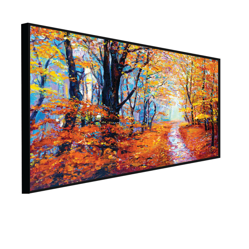 Forest In Autumn Canvas Floating Frame Wall Painting