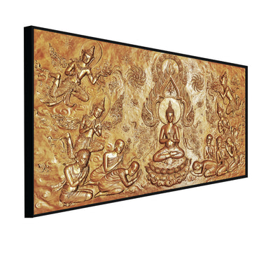Golden Buddha Canvas Floating Frame Wall Painting