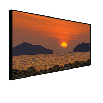 Beautiful Orange Sunset View Floating Frame Canvas Wall Painting