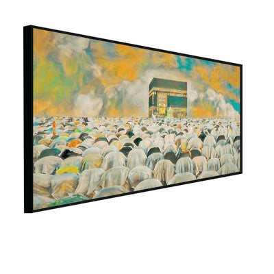 Makkah Namaj Abstract Scenery Floating Frame Canvas Wall Painting