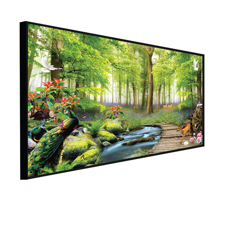 Beautiful Forest Scenery Floating Frame Canvas Wall Painting