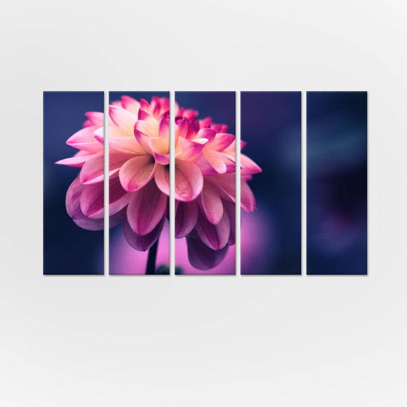DecorGlance Pink Dahlia Flower Canvas Wall Painting - With 5 Panel