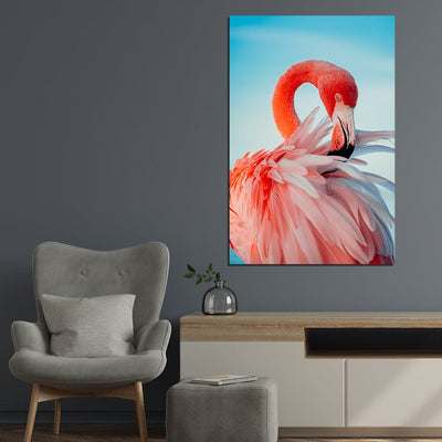 DecorGlance Pink Flamingo On Canvas Wall Painting