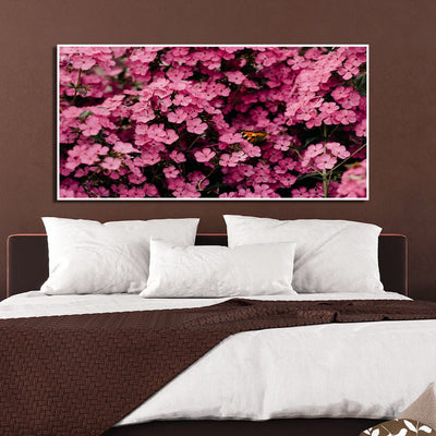 DecorGlance Pink Floral Canvas Floating Frame Wall Painting