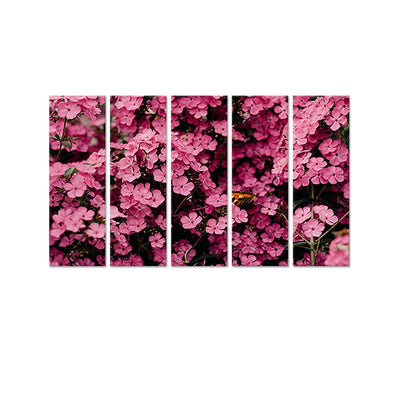DecorGlance Pink Floral Canvas Wall Painting - With 5 Panel