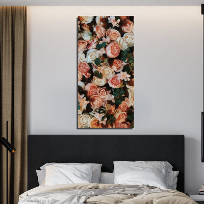 DecorGlance Pink Roses Canvas Wall Painting