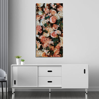 DecorGlance Pink Roses Canvas Wall Painting