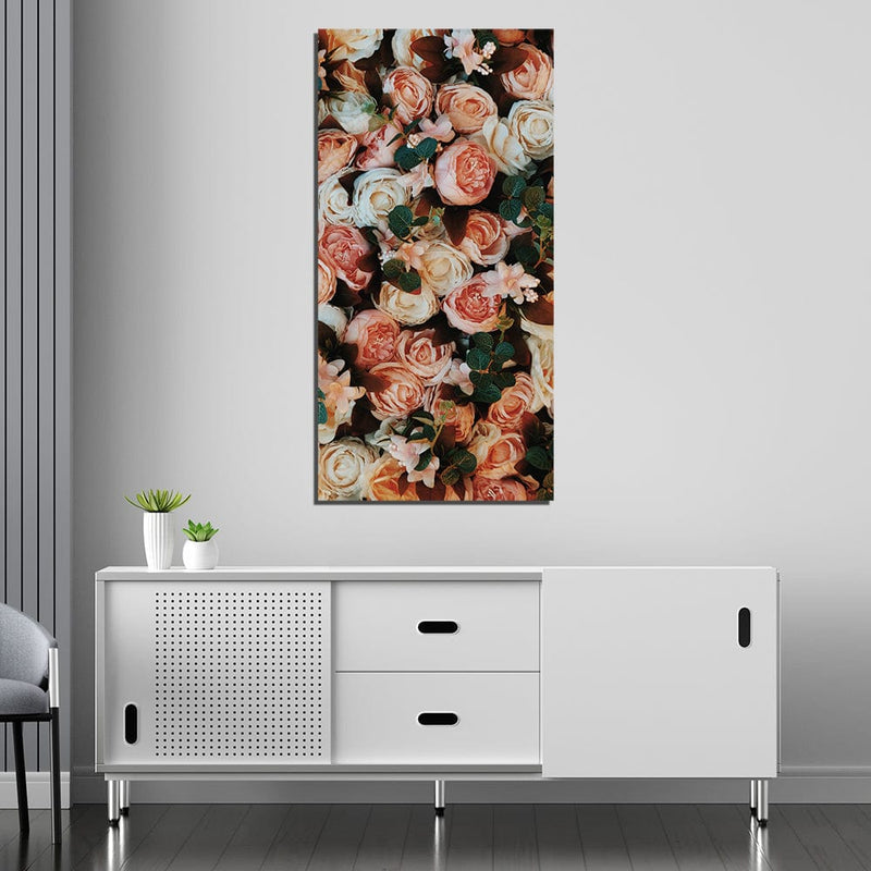 DecorGlance Pink Roses Canvas Wall Painting