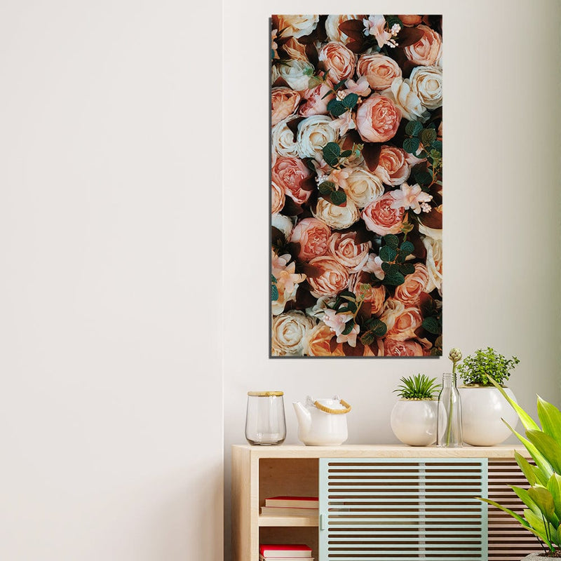 DecorGlance Pink Roses Canvas Wall Painting