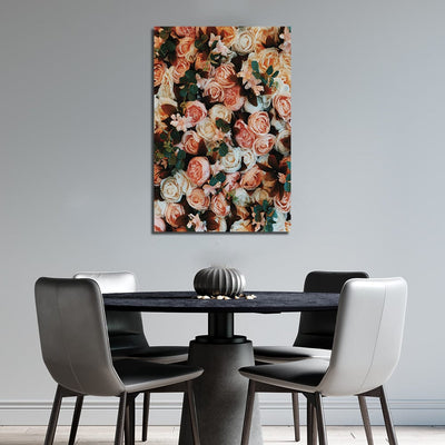 DecorGlance Pink Roses Canvas Wall Painting
