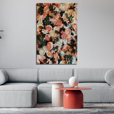 DecorGlance Pink Roses Canvas Wall Painting