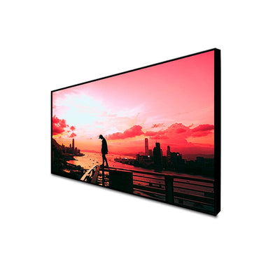 DecorGlance CANVAS PRINT BLACK FLOATING FRAME / (48x24) Inch / (121x60) Cm Pink Sky During Sunset Canvas Floating Frame Wall Painting