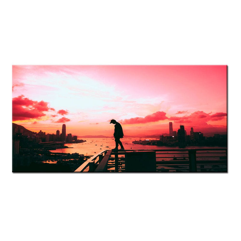DecorGlance Pink Sky During Sunset Canvas Wall Painting