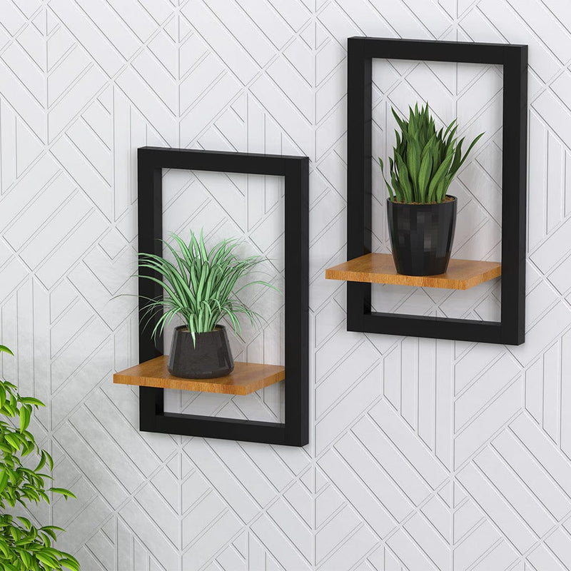 DecorGlance Plant Stands Black Rectangle Wall Hanging Planter Stand