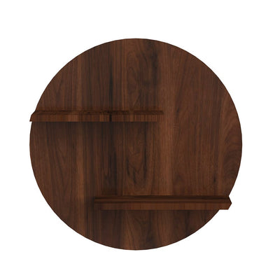 DecorGlance Plant Stands Walnut Finish Wooden Round Shaped Wall Hanging Planter Stand