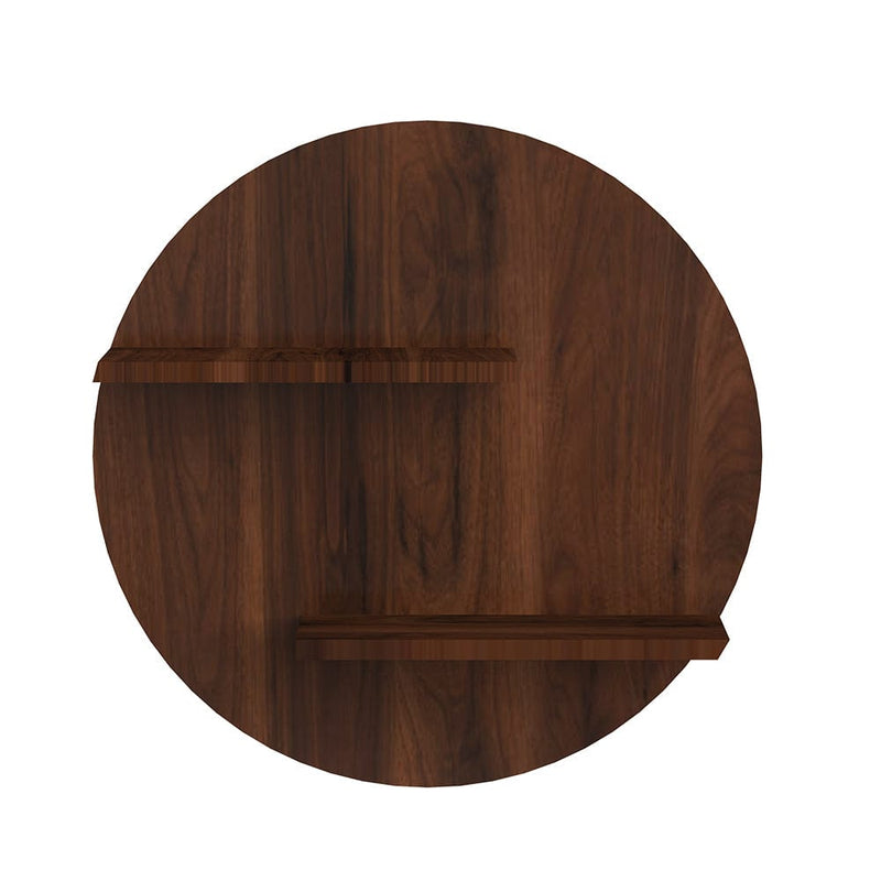 DecorGlance Plant Stands Walnut Finish Wooden Round Shaped Wall Hanging Planter Stand