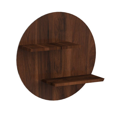DecorGlance Plant Stands Walnut Finish Wooden Round Shaped Wall Hanging Planter Stand