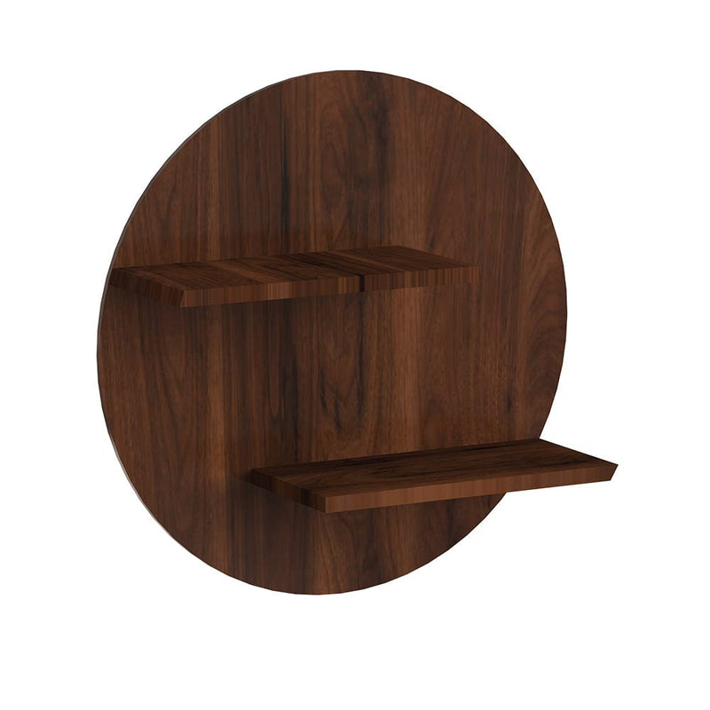 DecorGlance Plant Stands Walnut Finish Wooden Round Shaped Wall Hanging Planter Stand