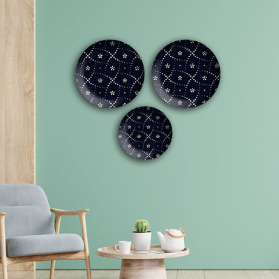 Black Madhubani Wall Plates Painting Set of Three