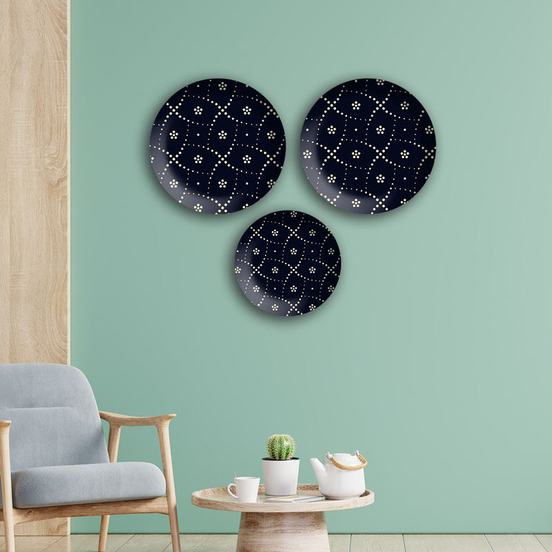 Black Madhubani Wall Plates Painting Set of Three