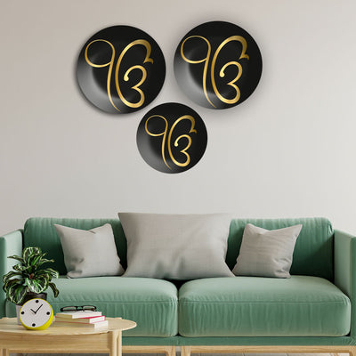 Ik Onkar Sikh Wall Plates Painting Set of Three