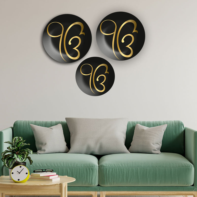 Ik Onkar Sikh Wall Plates Painting Set of Three