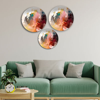 Abstract mural Wall Plates Painting Set of Three