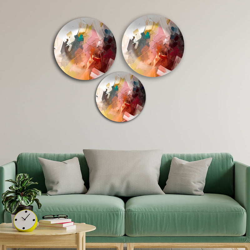 Abstract mural Wall Plates Painting Set of Three