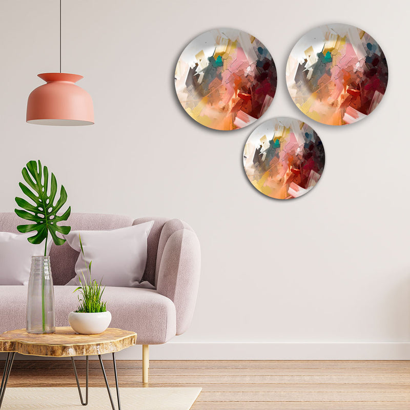 Abstract mural Wall Plates Painting Set of Three
