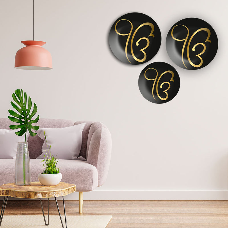 Ik Onkar Sikh Wall Plates Painting Set of Three
