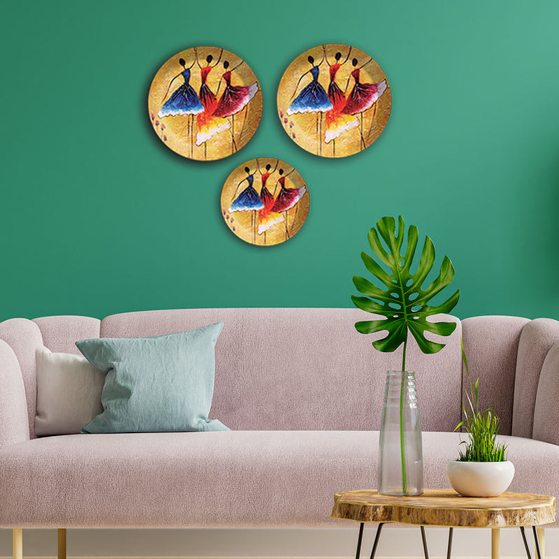 Dancing Doll Wall Plates Painting Set of Three