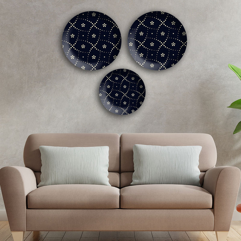 Black Madhubani Wall Plates Painting Set of Three