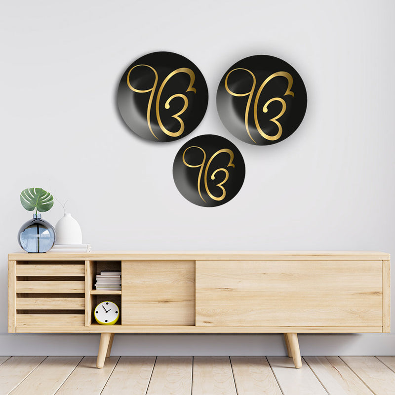 Ik Onkar Sikh Wall Plates Painting Set of Three