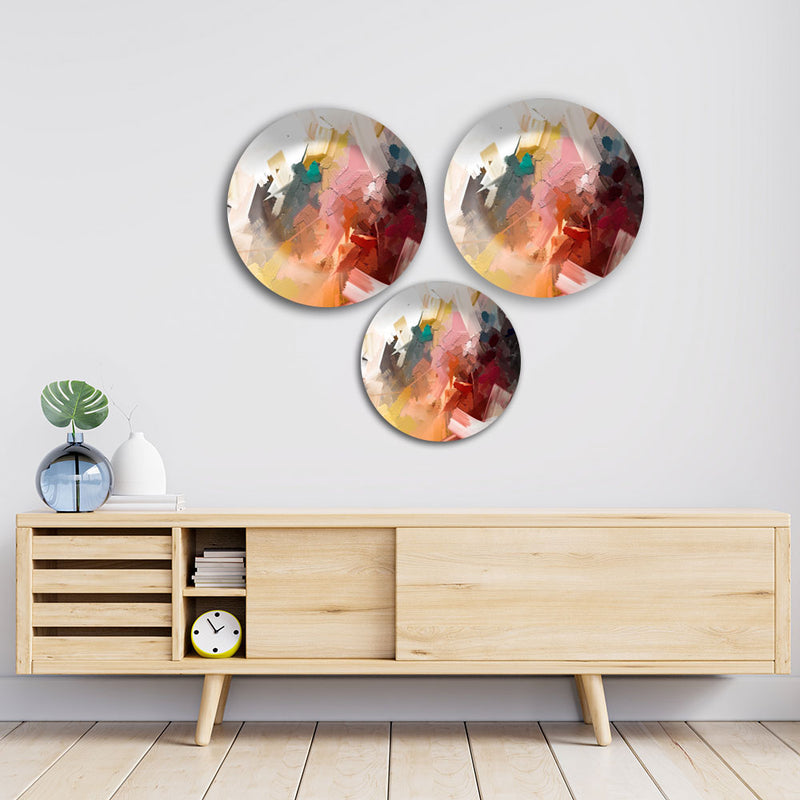 Abstract mural Wall Plates Painting Set of Three