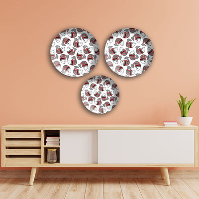 Multiple Fishes In Madhubani Pattern Wall Plates Painting Set of Three