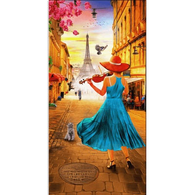 DECORGLANCE Posters, Prints, & Visual Artwork Girl Playing the Violin Oil Color Canvas Wall Painting